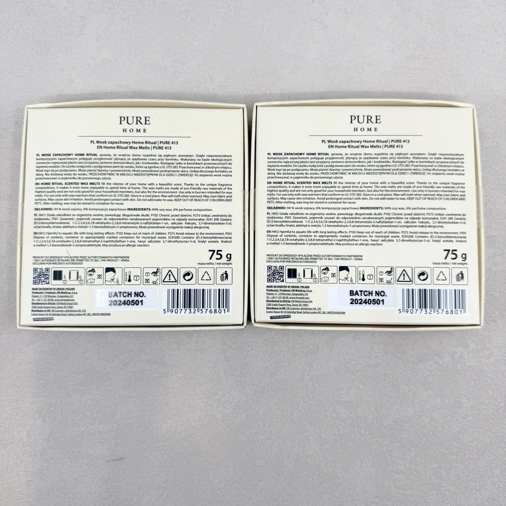 Federico Mahora Home Ritual Wax Melts 2.6oz New Sealed Pure 413 2 PACK